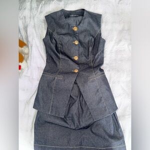 Denim skirt and vest set